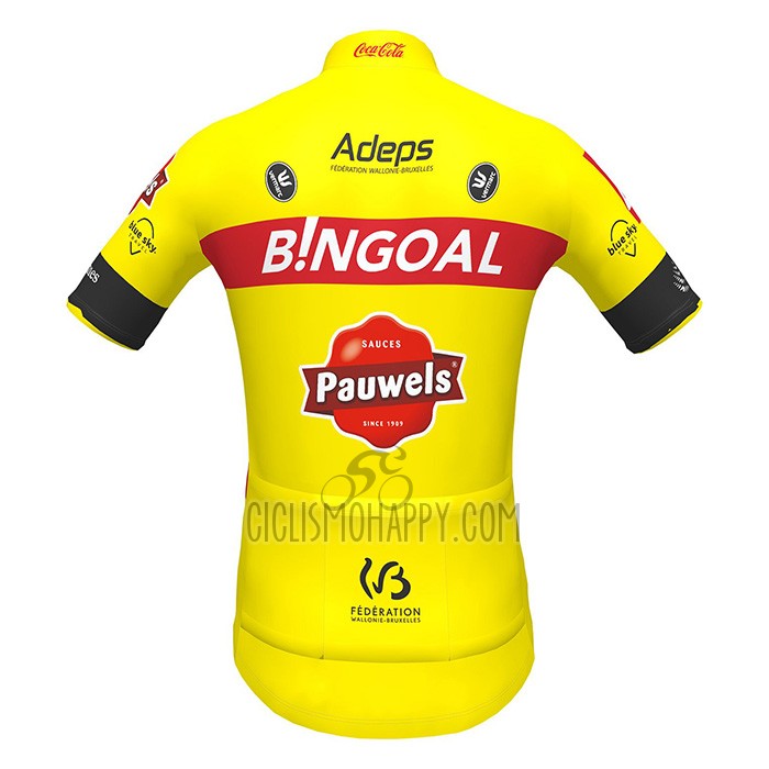 Bingoal WB Cycling Jersey Bib Short 2022 Men Short Sleeve Yellow